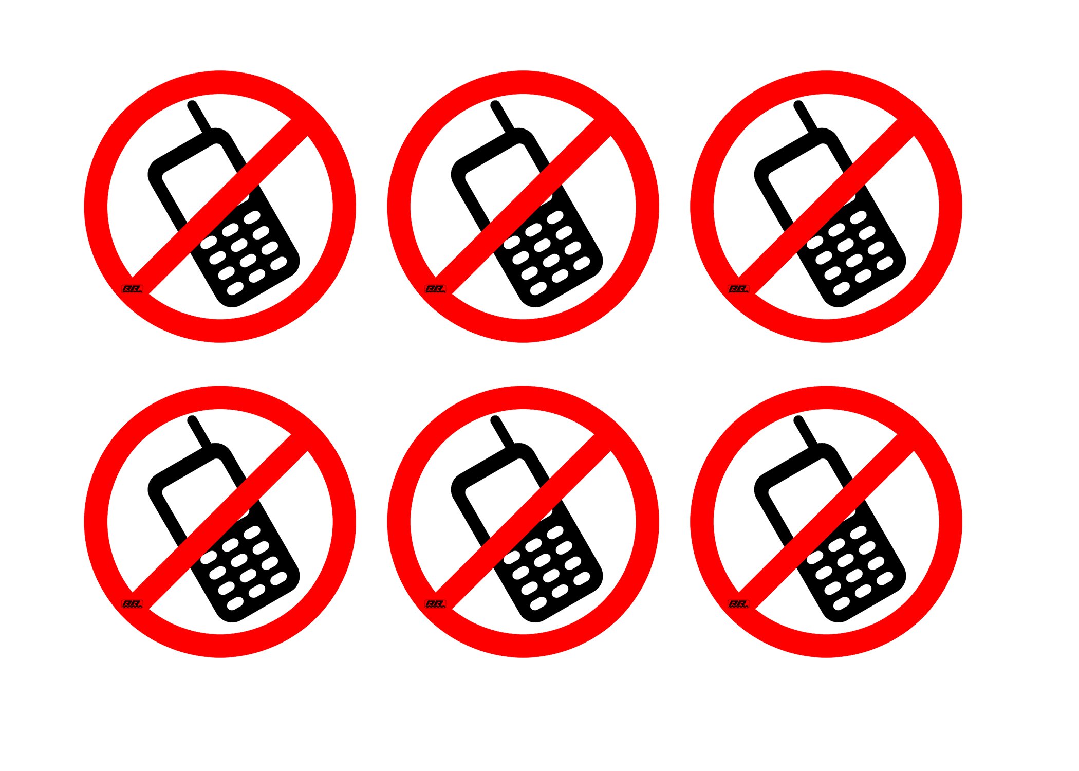 Rogue River Tactical No Cell Phones Sticker Sign 3" Pack of 6 Vinyl Decal Indoor Outdoor Window Door Business Retail Store