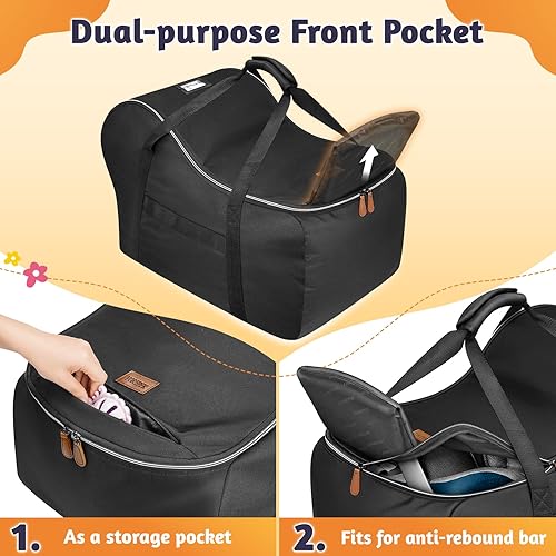 Miniatura 4 de YOREPEK Bolsa de viaje para asiento de automóvil para asiento de automóvil infantil con base de barra antirrebote, bolsas acolchadas para asiento de