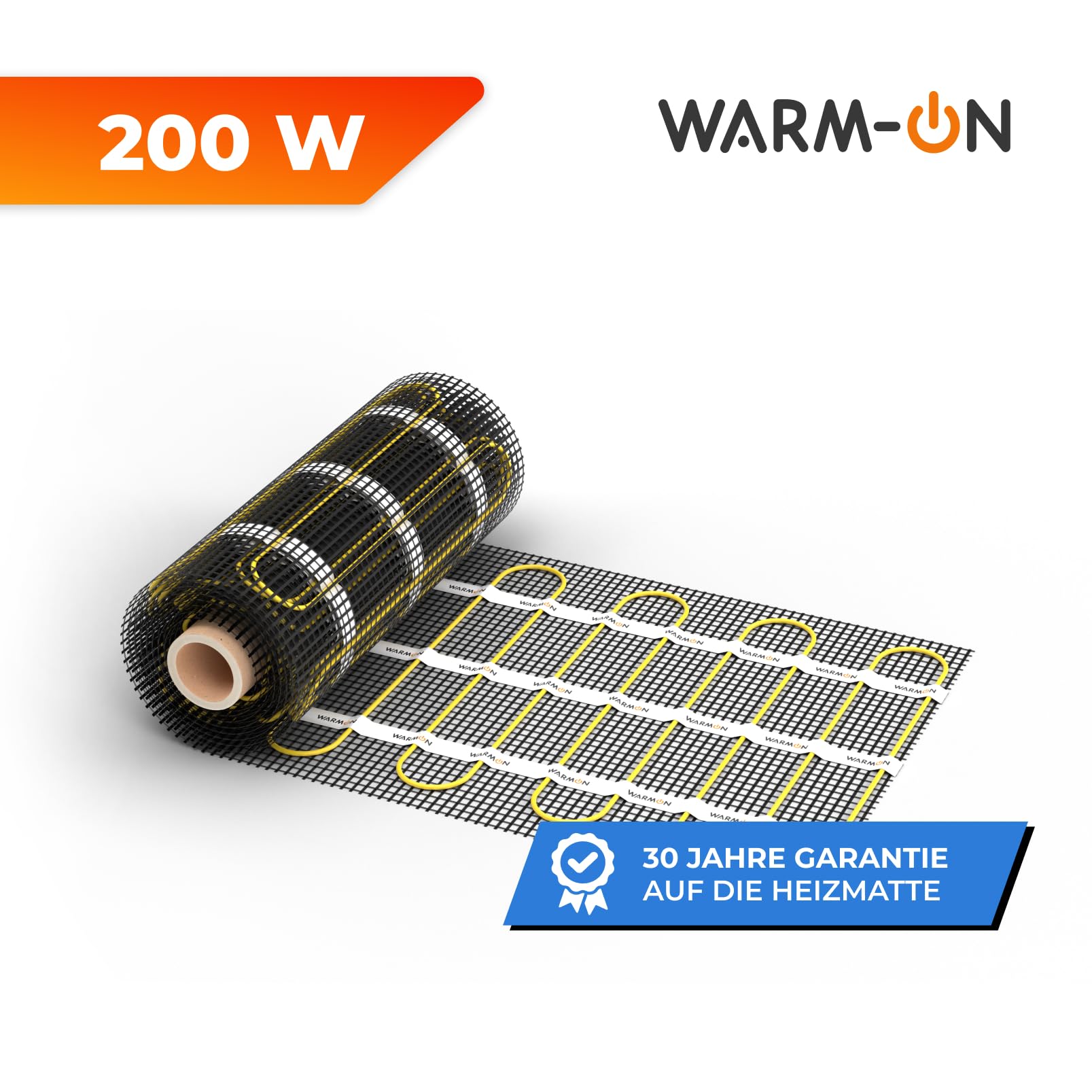 elektrische Fußbodenheizung für Fliesen: Zweiader-Heizmatte WARMON ULTRA 200 W/m², heating mat, mit Thermostat, FARBE:Th. MCS 450 Non WiFi - Schwarz, Mattengröße:2 m²