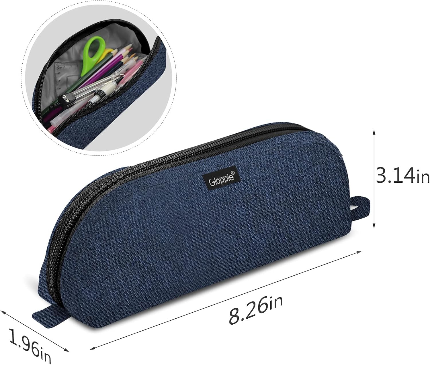 Gloppie Small Pencil Bag Pen Case Simple Pencil Case Pencil Storage Bag Pen Holder Pencil Pouches Fabric Zipper Pen Pouch Office School Supplies for Teen Kids Boys Students Adults (Blue) - Image 3