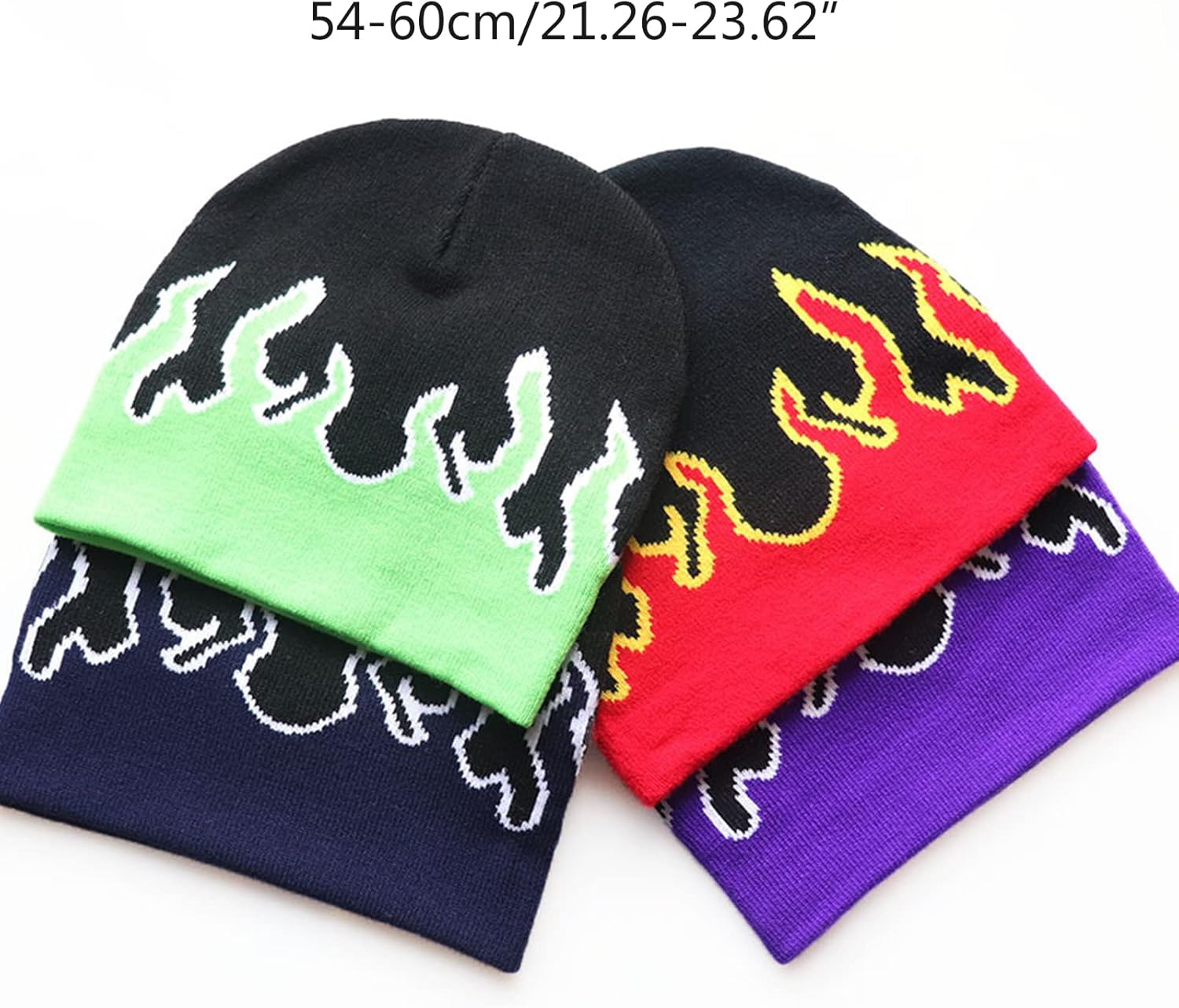 Hat,Halloween Balaclava,Funny Balaclava Hat,Flame Y2K Beanies Fire Flame Knit Hat Skullies Slouchy Flame Skull(Purple)