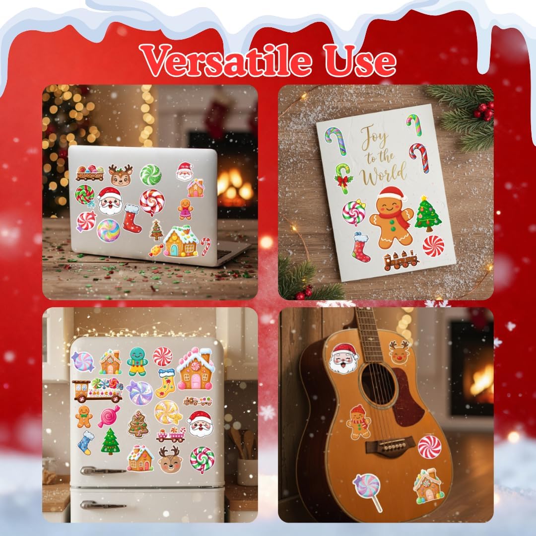 100pcs Candy Cane Stickers, Peppermint Candy Sticker, Self-Adhesive Label Decals for Xmas Winter, Greeting Cards, Sealing Craft, Supplies, Stickers for Reward Envelope, Scrapbook, Gift, DIY, Decor - Image 5