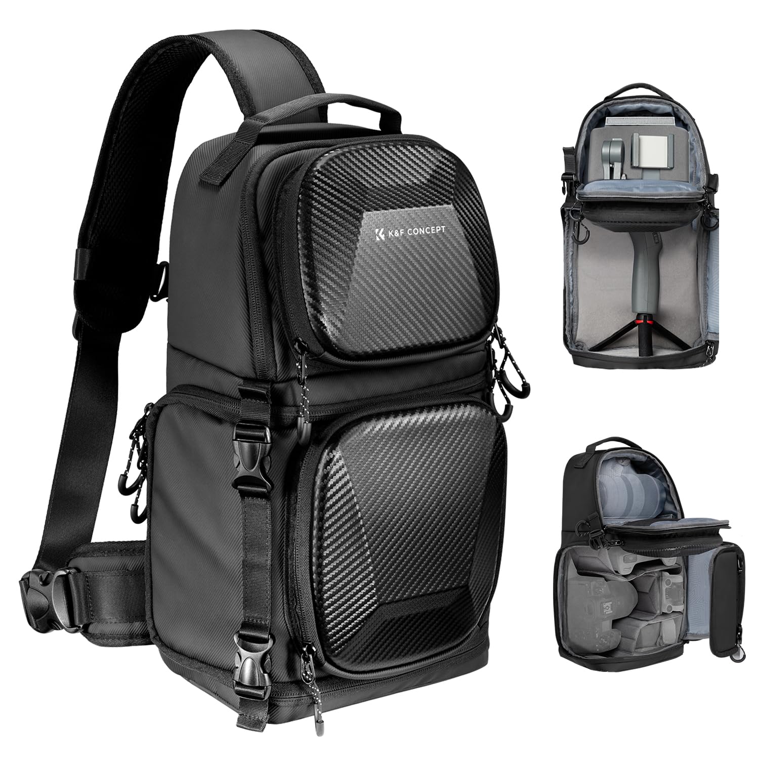 K&F CONCEPT Camera Sling Bag Crossbody Bag Hardshell Camera Shoulder Backpack DSLR/SLR/Mirrorless Camera Case Photography Bags for Photographer