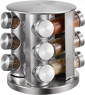 mångsidigt rostfritt stål och glas roterande kryddhylla 12 i 1/masala rackset/smaktillsats/kryddbehållare (MULTI)