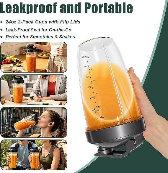 18/24/32OZ Replacement Cups Compatible with Nutribullet 600w/900w Blender