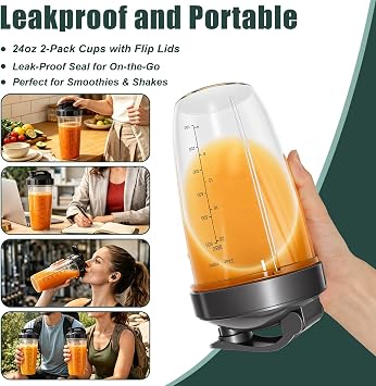 18/24/32OZ Replacement Cups Compatible with Nutribullet 600w/900w Blender