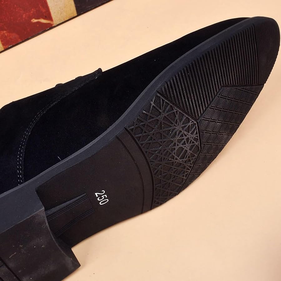 Amazon | [WOOYOO] ビジネスシューズ スエード 黒 メンズ 外羽根 紳士