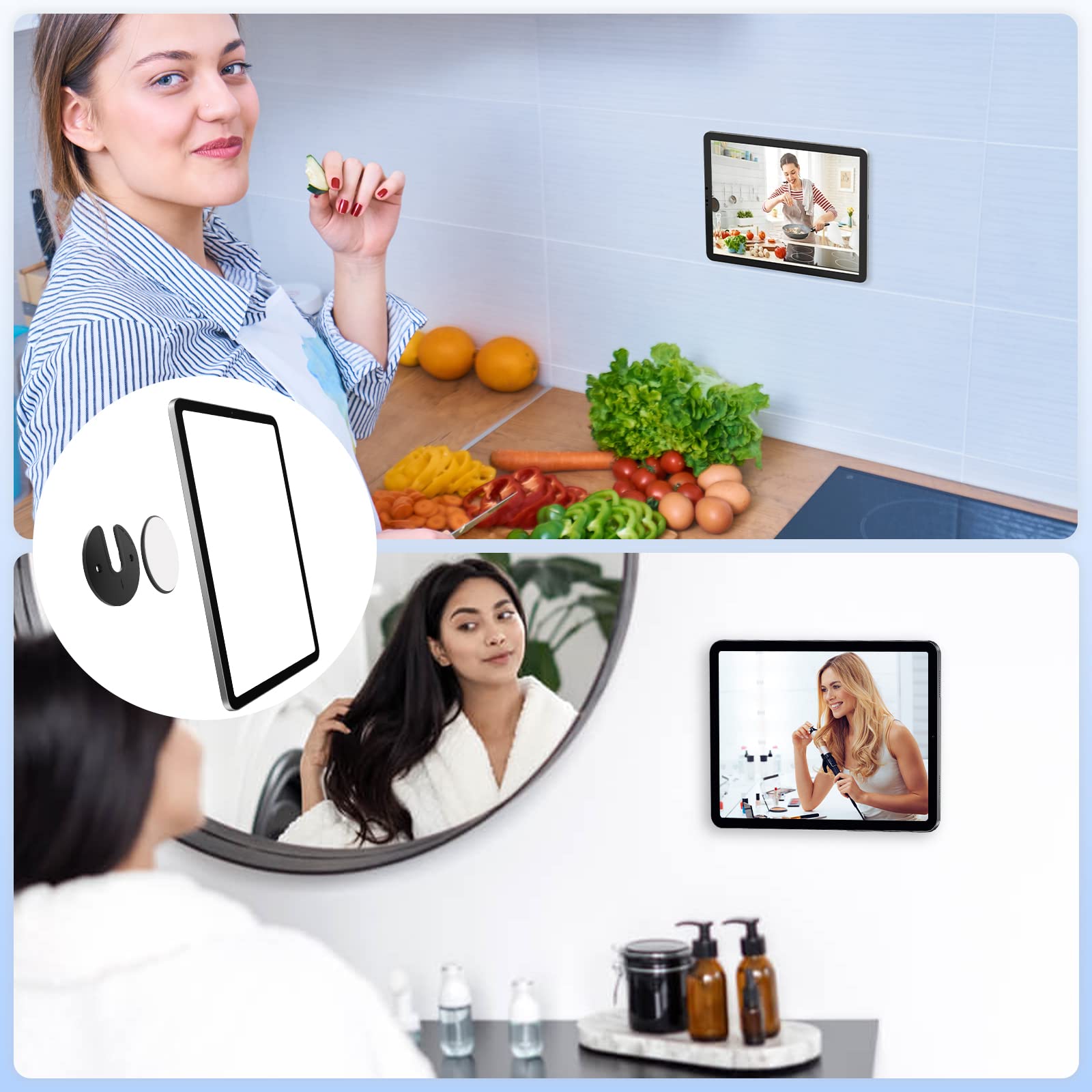 MoKo 2 Pezzi Supporto da Parete per Tablet Regolabile 90° Nero