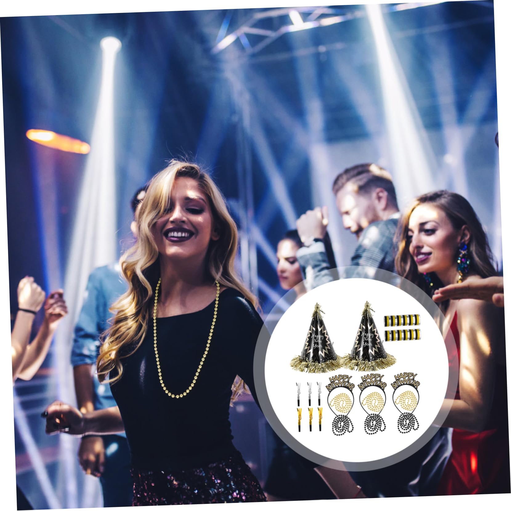 TOYANDONA 1tasche Neujahrsdekorationsset Mit Perlenkette Und Hut Partyhüte Für Silvester Und Stirnbänder Tröten Für Silvesterfeiern