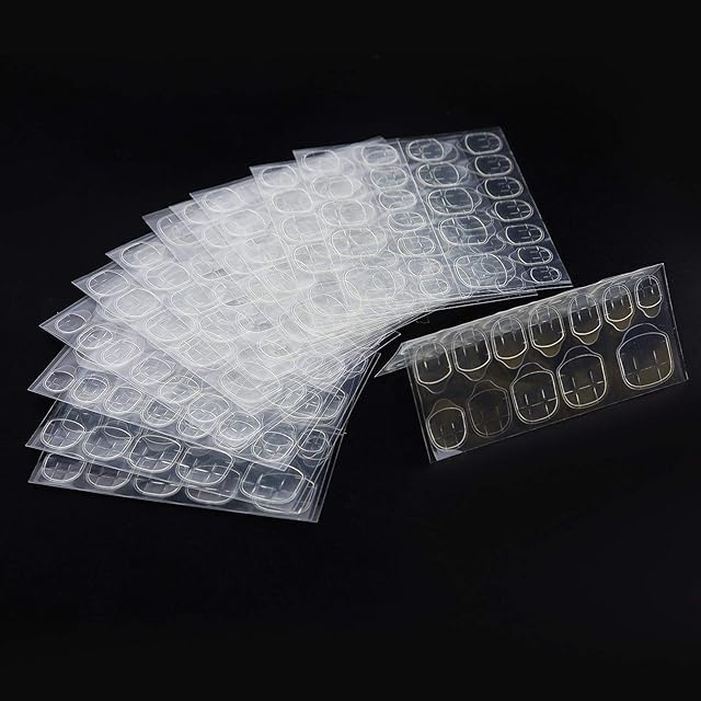 SAVITA 10 Sheets/240pcs Double Sided Nail Adhesive Tabs Waterproof Breathable Jelly Adhesive Tab Glue Sticker for Fake Nails