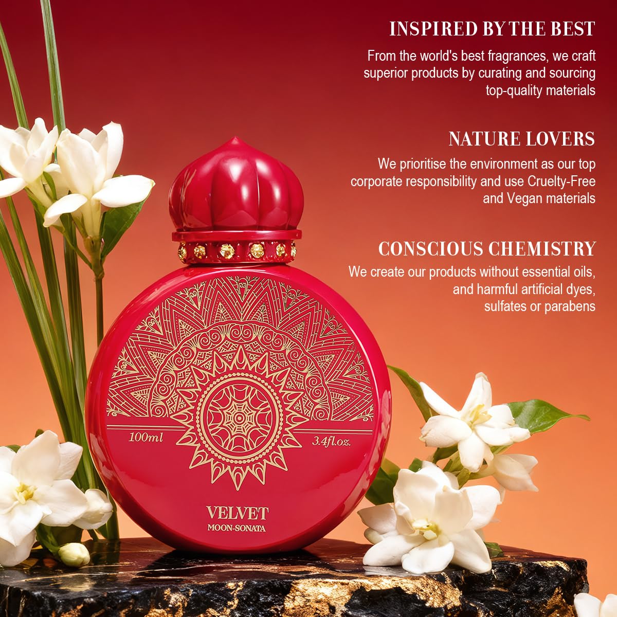 QAWAFI Velvet Moon - Sonata Eau De Parfum Inspired by Baccarat Rouge 540, Long-Lasting Fragrance Jasmine Floral Woody Spicy Perfumes for Men & Women - 100ml | 3.4 fl. oz + 2ml Samples - Image 5