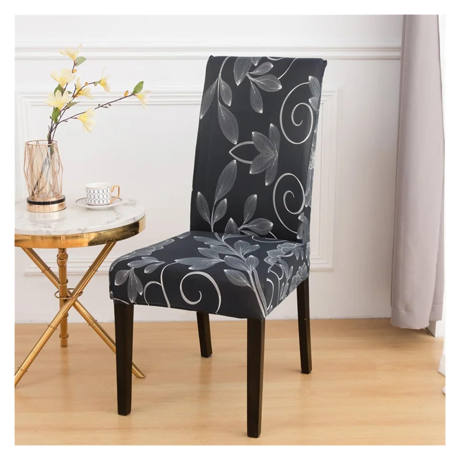 GCYEIDMA Printed Chair Covers 4/6pcs Stretchy Dining Chair Covers with Floral Print - Removable & Machine Washable Slipcovers(E,4PC)