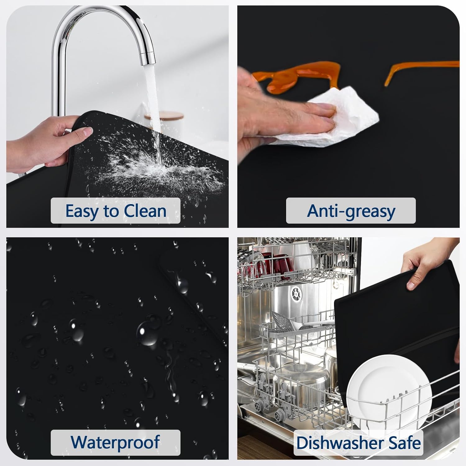 Washer and Dryer Covers, 27“ x 27" Washer and Dryer Top Protector Non-slip Washing Machine Cover Silicone Rubber Mat Support Heat Washer Dryer Top Covers for Laundry Kitchen Home (1PC Black)