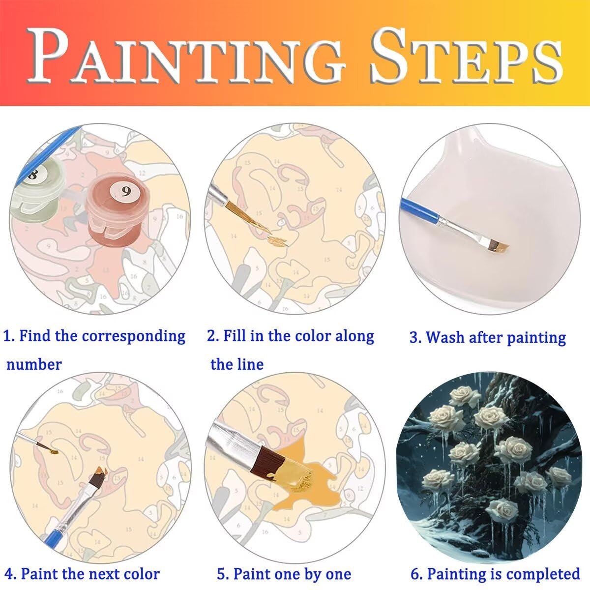 Dipingere con i Numeri Fiore, Paint by Numbers Adulti Nevicare, Fai da te Creativi Adulti Quadri da Dipingere Numerati Kit per Decorazione Della Parete di Casa, Regalo 70x95 cm Senza Cornice 69-O