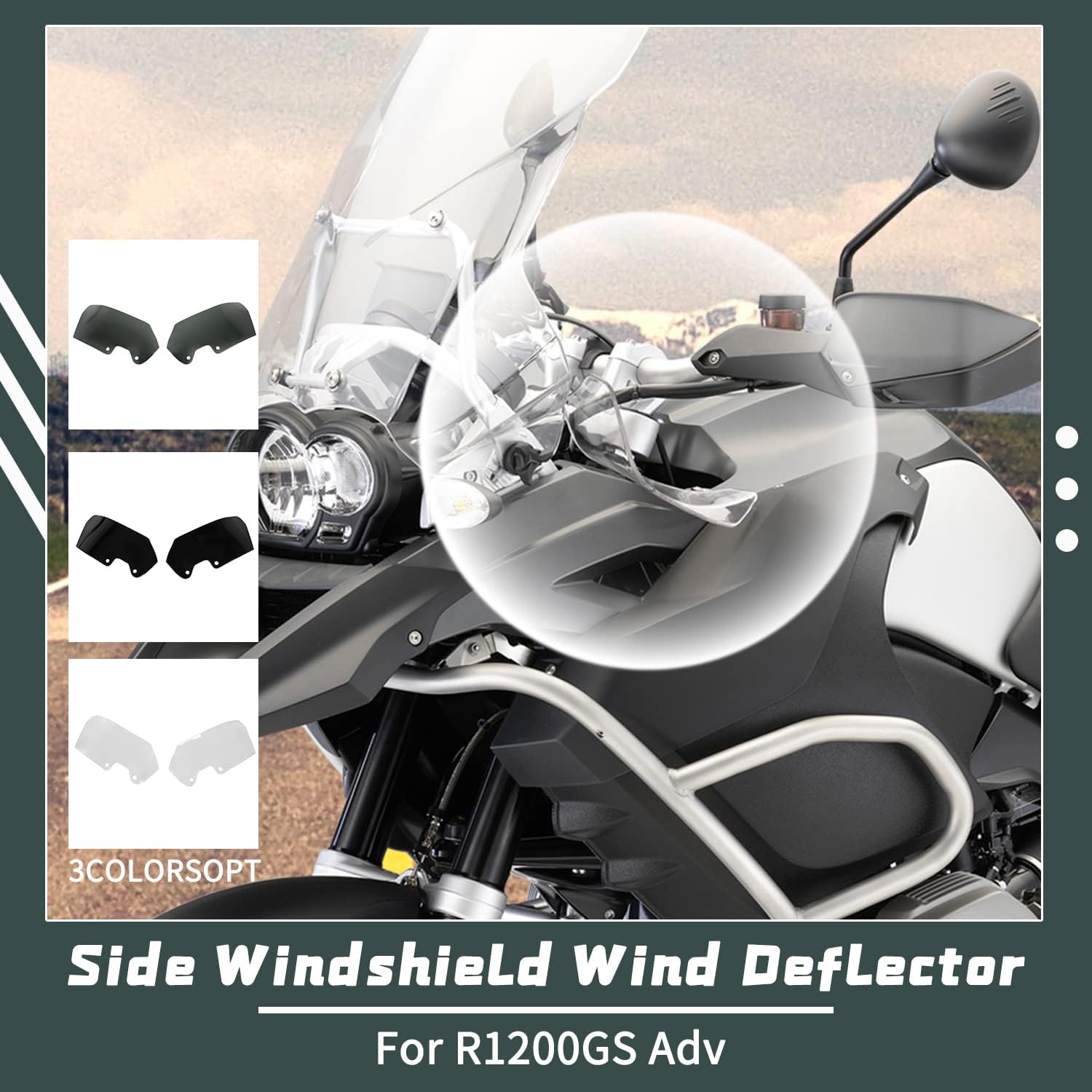 Motorcycle Fuel Tank Side Wind Deflector for BMW R1200GS R 1200 GS ADV 2006 2007 2008 2009 2010 2011 2012 2013 Hnadguard Side Fairing Panel Winglet Extender Fits (Clear)