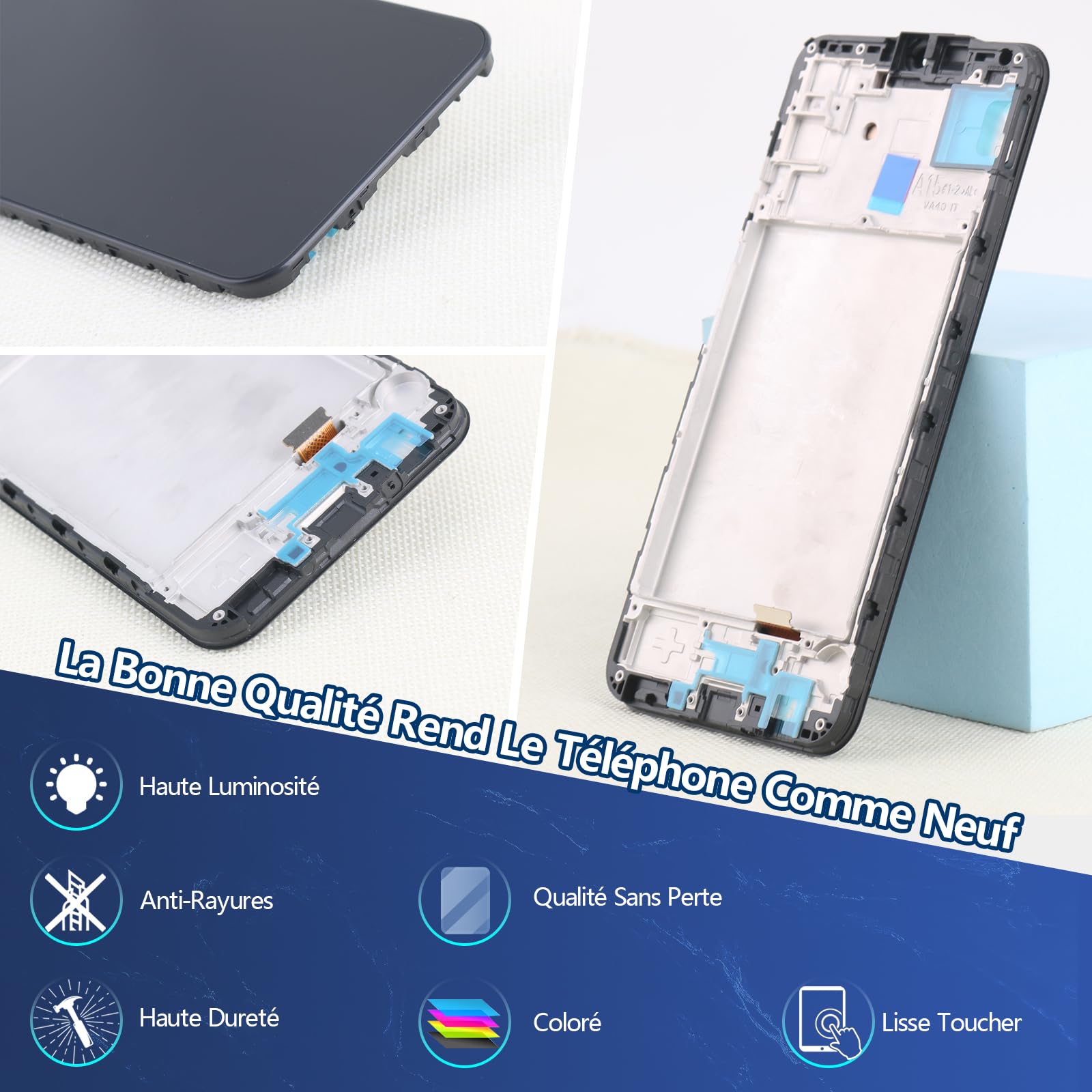 RongZy Écran LCD pour 6.5" Samsung Galaxy A15 4G A155F Écran De Remplacement pour Samsung Galaxy A15 5G A156B Écran LCD Numériseur Tactile Panneau Assemblé De Réparation avec Outils(Noir avec Cadre)