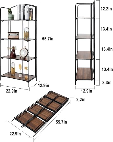 Miniatura 211 de Crofy - Estantería plegable sin montaje para sala de estar, estante plegable blanco de 5 niveles para oficina en casa, organizador de almacenamiento