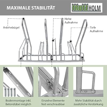 TRUTZHOLM Fahrradständer für 4 Fahrräder 70 x 42 cm