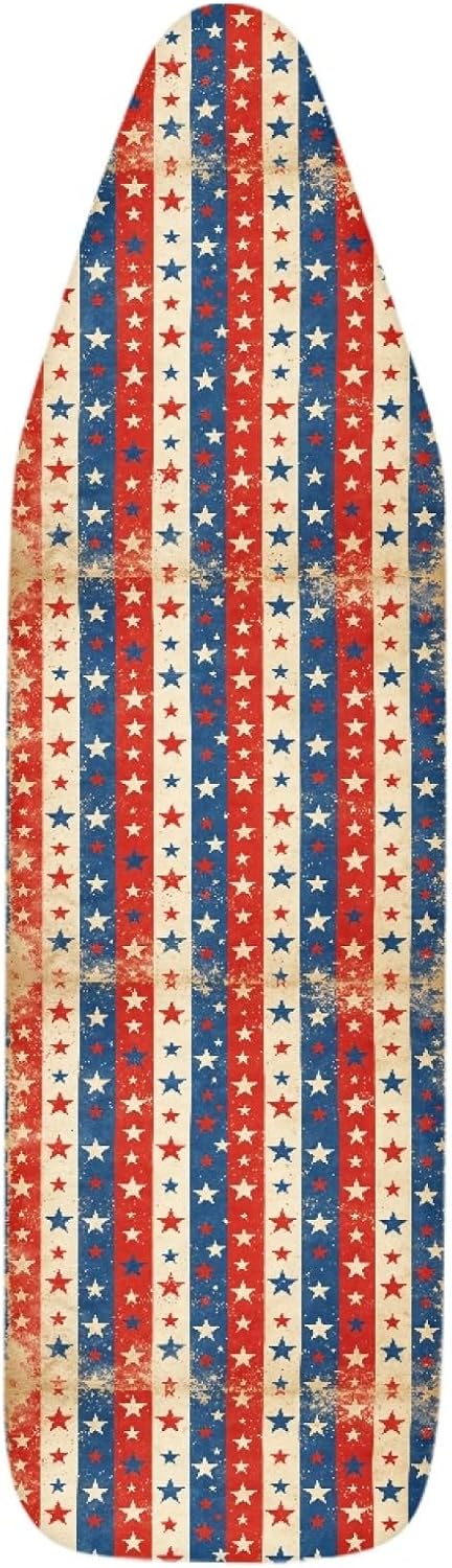 4th of July Ironing Board Cover, 16"x55" Standard Ironing Board Cover with Elastic Edge and Hook and Loop Fasteners, Scorch & Stain Resistant, Polyester Home Ironing Board Covers, Sparkling Sky