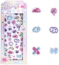 Kawaii 3D Puffy Stickers - Cartoon Dream World Heart Shape & Rainbow Themed Reusable for Scrapbooks Planners Journals Laptops & Phone Cases