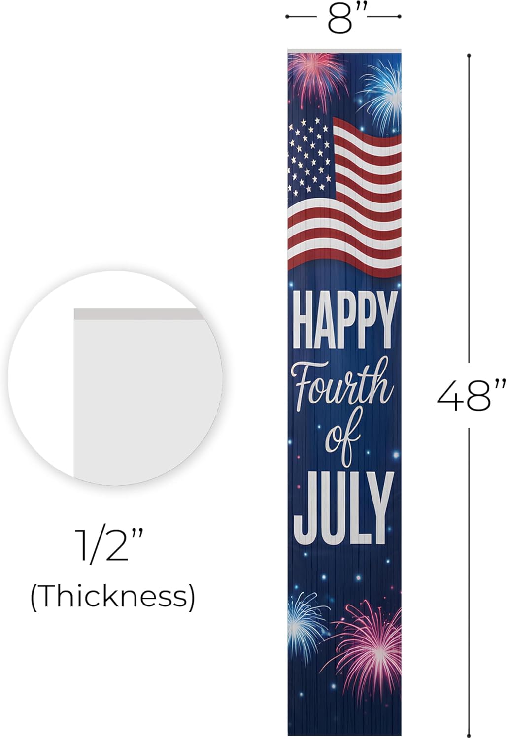 4th of July Welcome Sign for Front Porch, Patriotic Welcome Home Sign, Rustic Welcome Home Decorations for Outdoors, 48x8" PVC Sign, Design 6