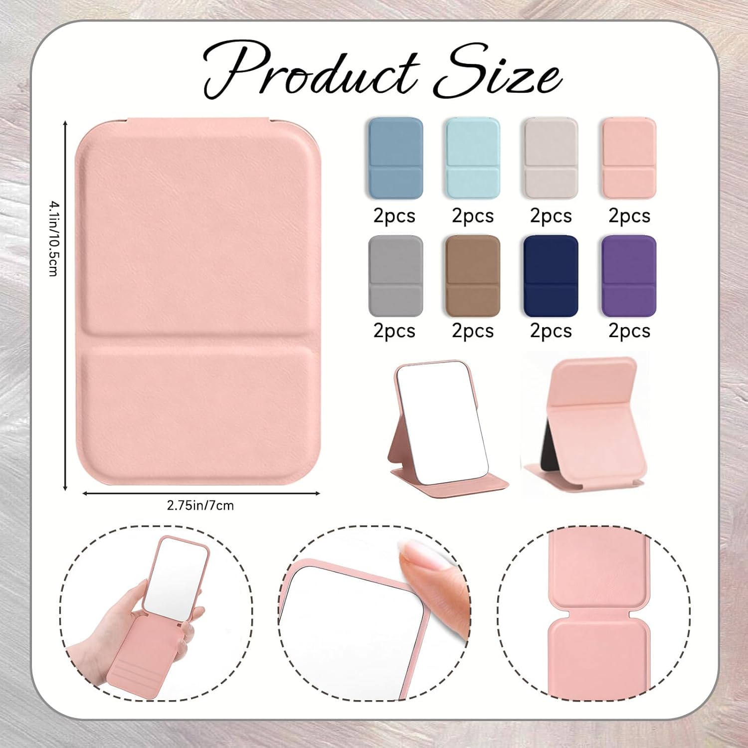 16 Pcs Compact Mirror Bulk Mini Pocket Mirror Tabletop 4.2'' Portable Purse Hand Mirrors for Women Party Favors Return Gifts Birthday Wedding Mother Day Makeup Travel