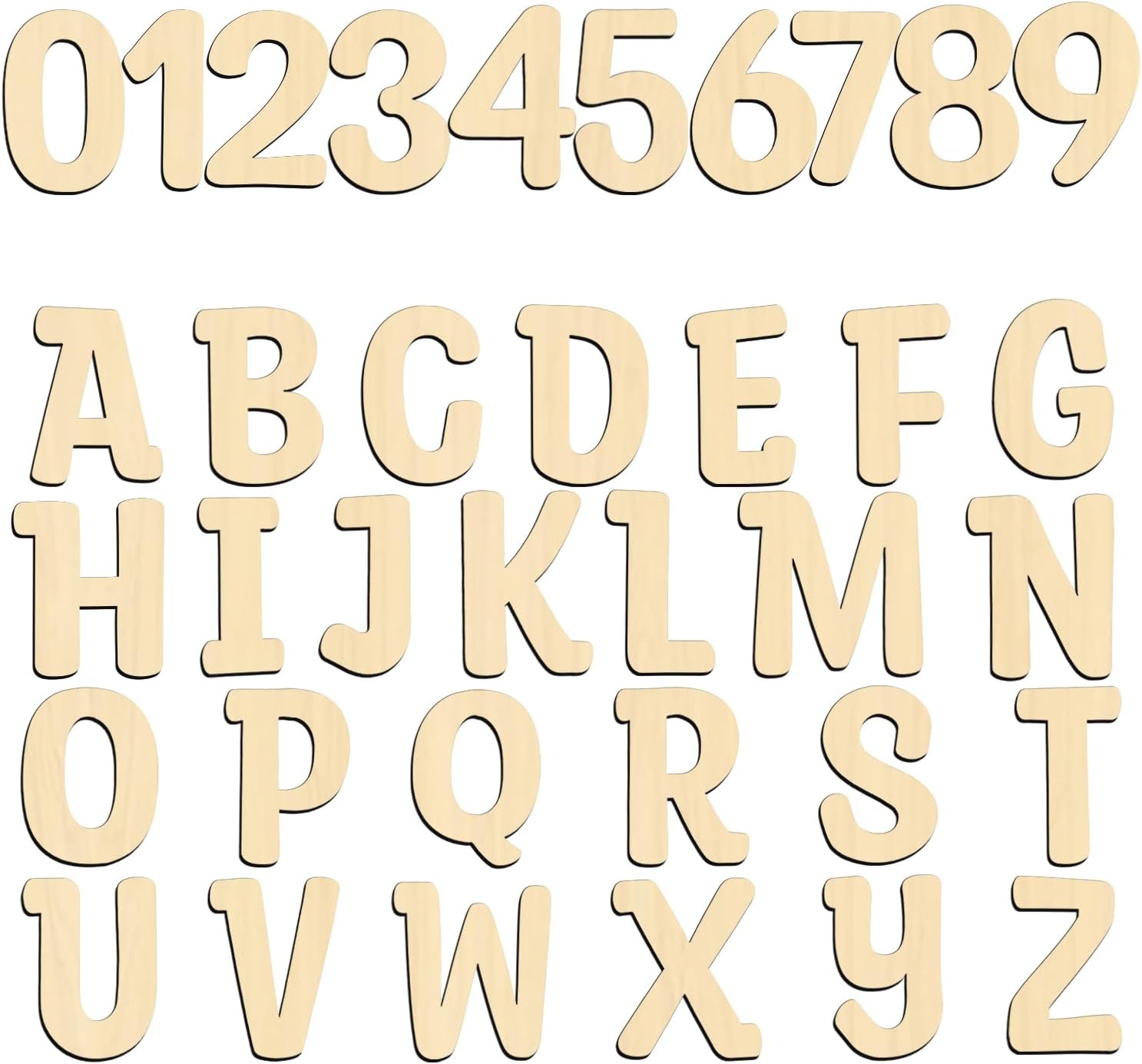 5 Inch Wooden Letters for Crafts Small Wooden Letters for Wall Decor Unfinished Wood Alphabet Letters Wooden Numbers for DIY Wall Decor Learning Spelling Birthday Party Home Decoration 72 Pcs