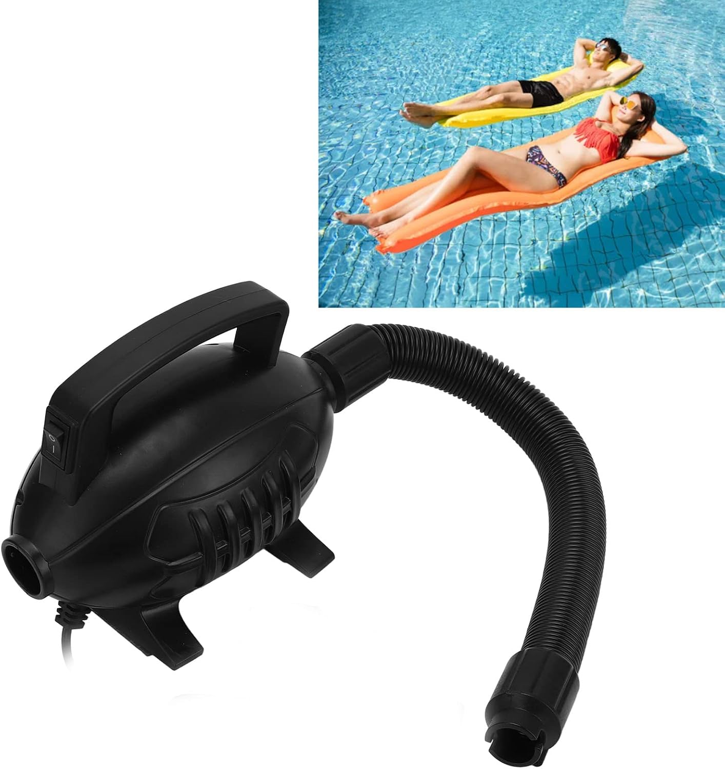 Electric Air Pump 600W High Efficiency Low Noise Inflating Pump with 5 Nozzles for Inflatable Mattress Bed Ring (EU Plug 220-240V)