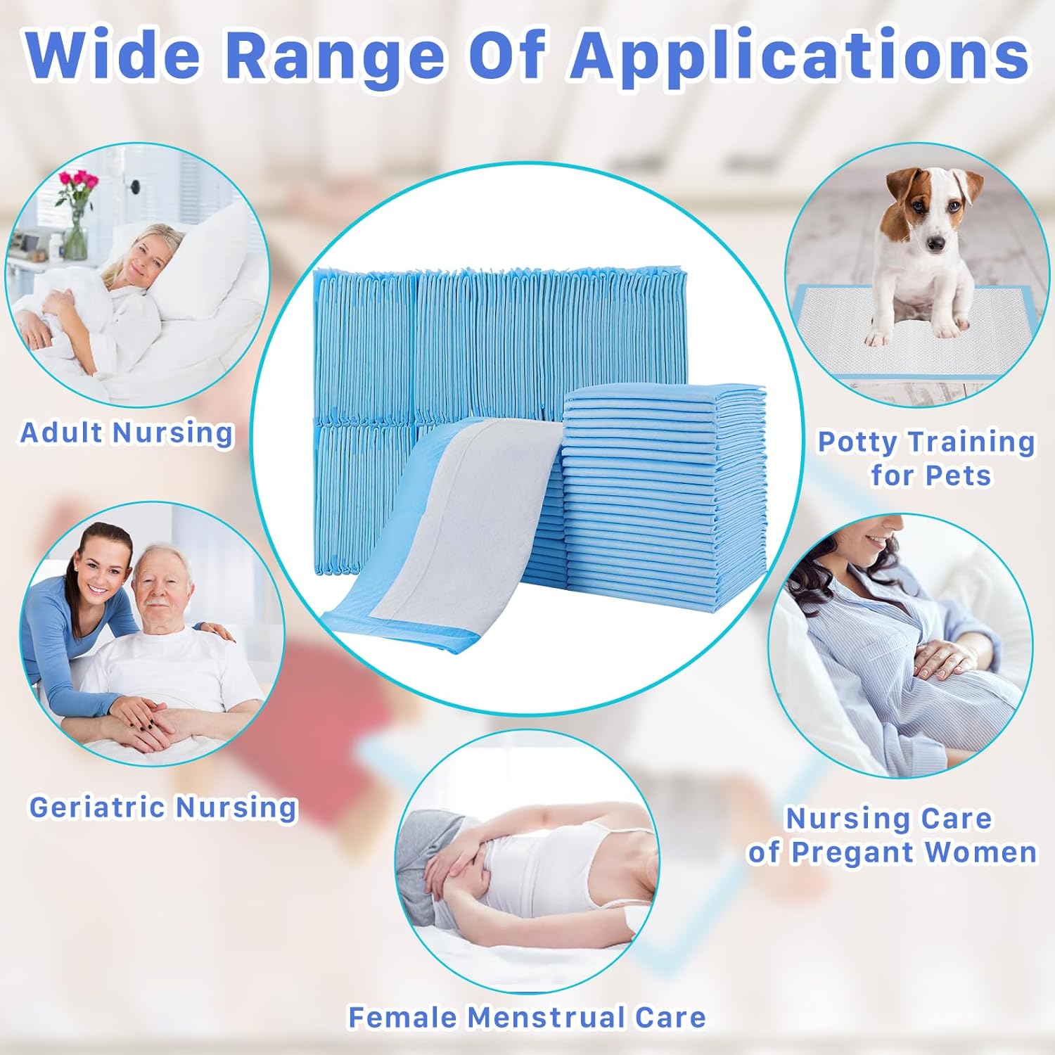 100 Pack Disposable Changing Pads,13X18 inch Baby Disposable Underpads,High Absorbent Diaper Changing Pads,Waterproof Disposable Pads,Leak Proof Breathable Underpads for Adult Baby Pets