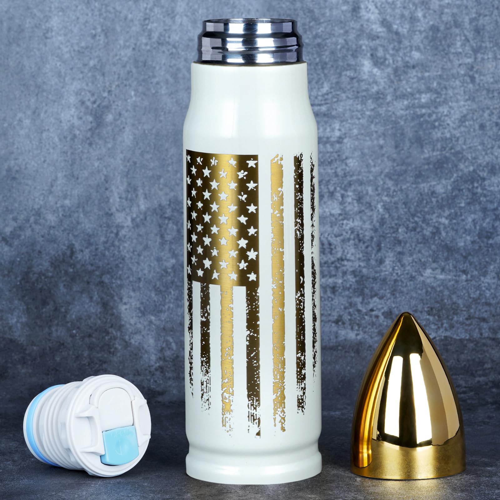 Stocking Stuffers Gifts for Men - 17oz American Flag Tumbler White - Mens Gifts for Christmas - Christmas Dad Gifts from Daughter - Gifts for Dad Who Wants Nothing - 2023 Unique Men Stocking Stuffers