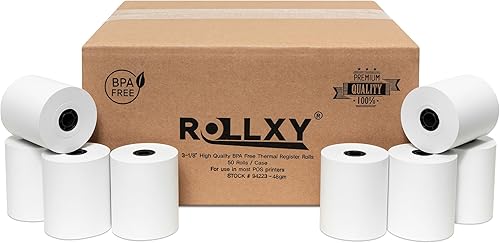 Papel térmico de 3-1/8 x 230 pulgadas, compatible con Star CT-S300 Tsp100, sin BPA, 50 rollos (1.21 onzas de grosor)