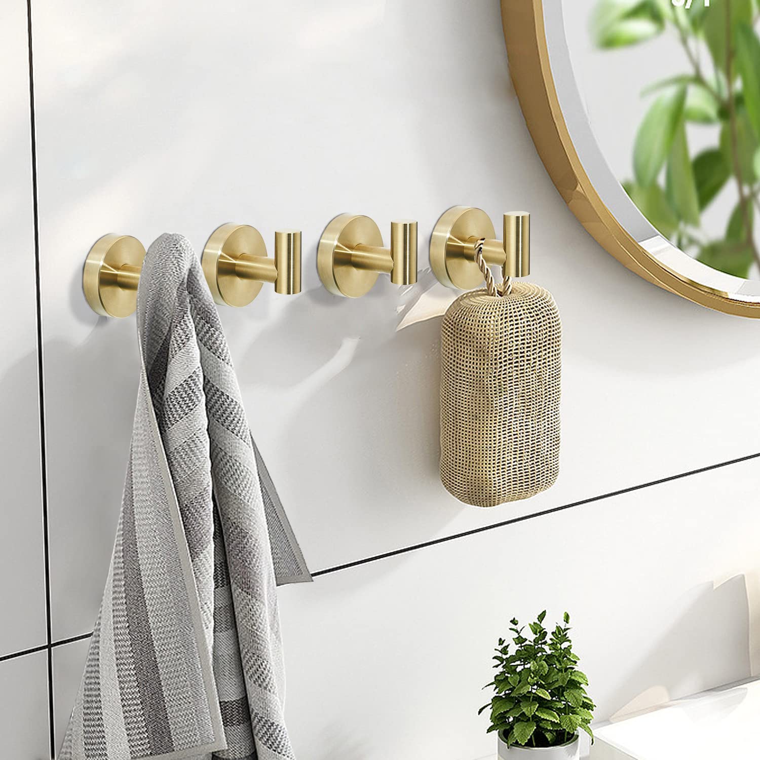 WEIKO Badezimmer-Set Gebürstetes Gold – 6-teilig Mit Toilettenpapierhalter, Handtuchring & 4 Haken