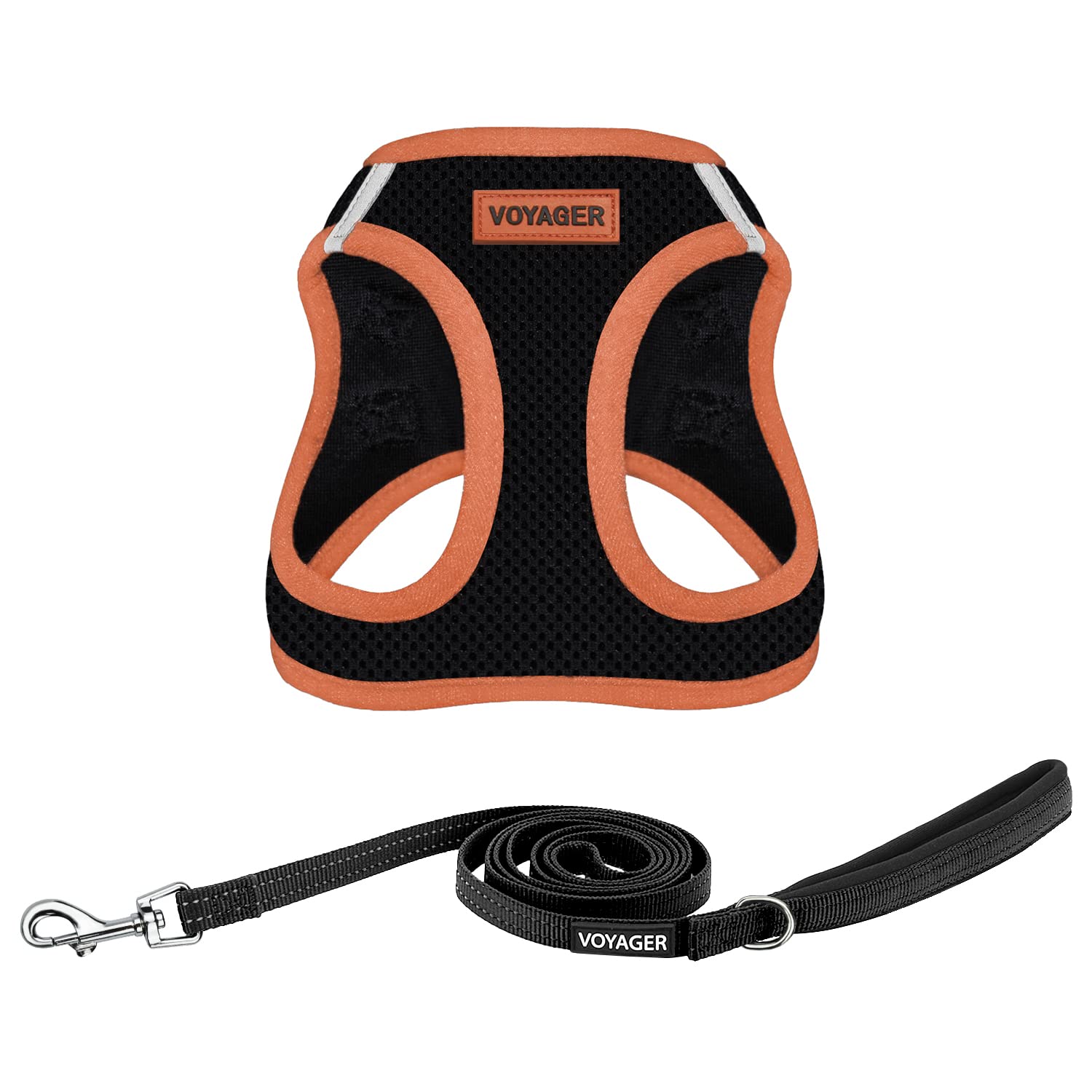 Voyager Step-in Air All Weather Mesh Harness and Reflective Dog 5 ft Leash Combo with Neoprene Handle