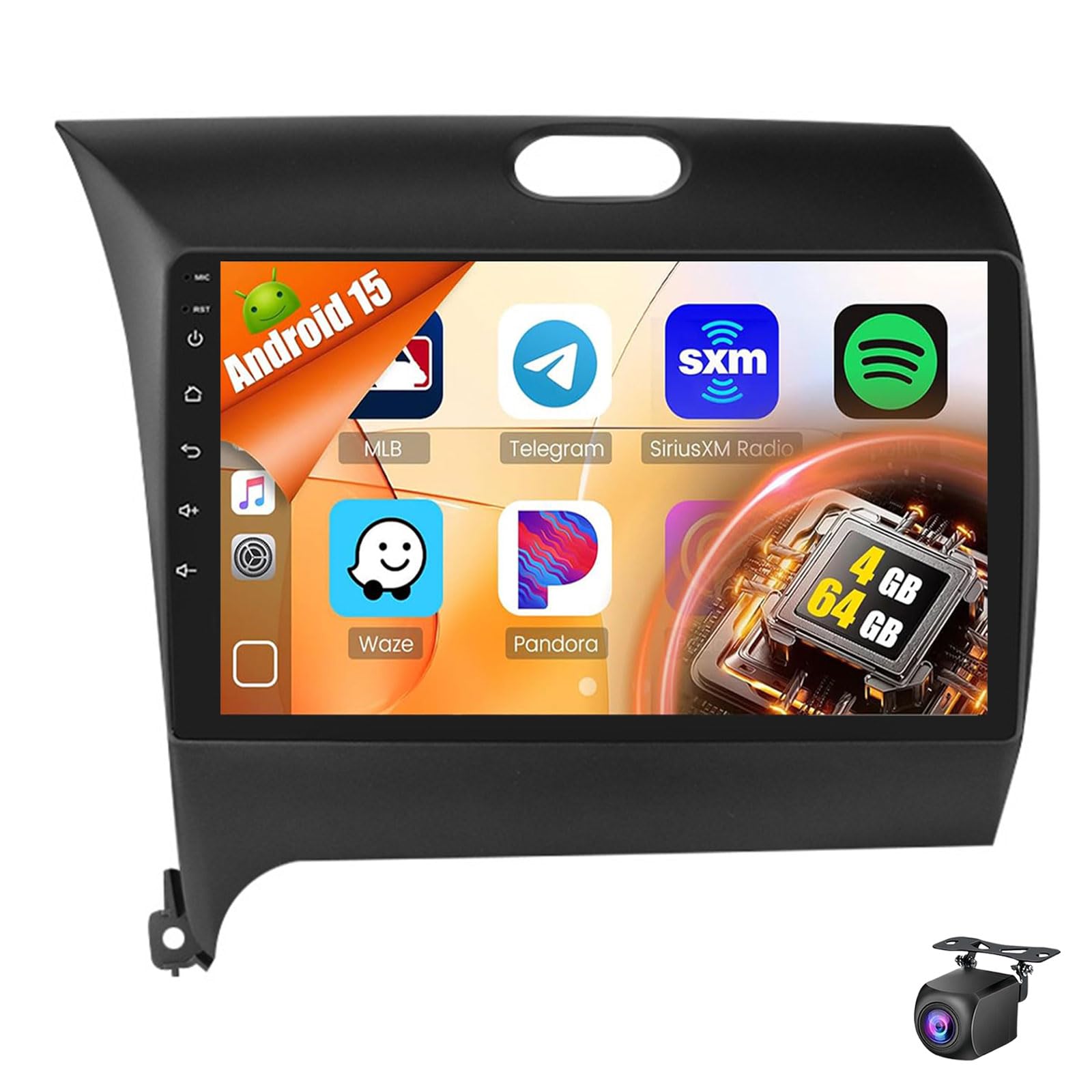 9 Inch Android 15 Car Stereo Radio GPS Navigation For K-IA Cerato 3/K3 2013-2017 With Wireless Carplay Android Auto Touchscreen Multimedia Player Bluetooth WiFi FM SWC Backup Camera(Size:8Core 8+256G)