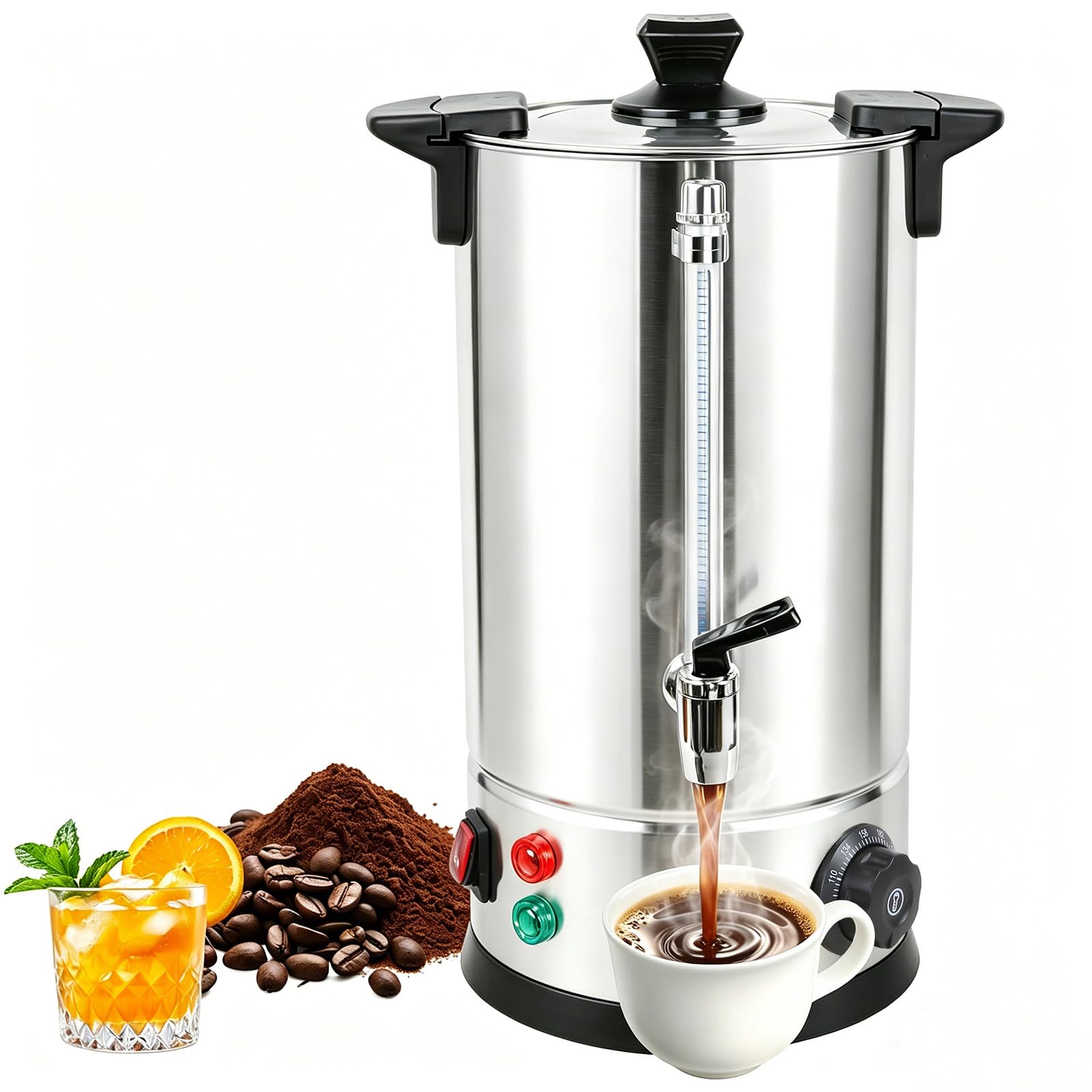 Photo 1 of 2.6 Gal Commercial Coffee Urn, 70 Cups/10L Stainless Steel Large Coffee Dispenser, 1000W Coffee Maker Urn With Double Wall, For Quick Brewing, Stays Hot for Tea & Beverage at Events & Catering