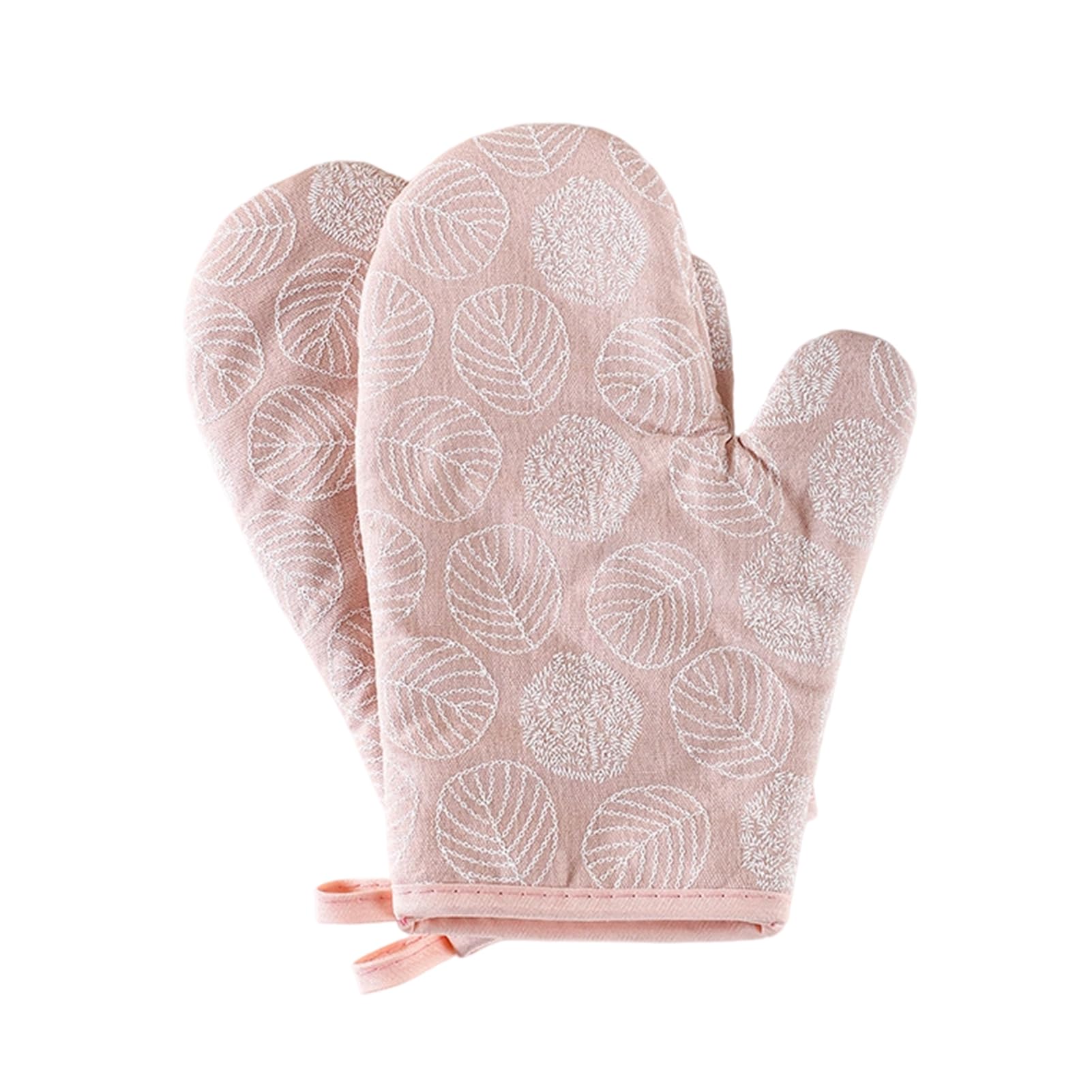 Oven Gloves, Non Slip Kitchen Oven Mitts Heat Resistant, for Baking Grilling Cooking Microwave BBQ Air Fryer Hot Dishes 2Pcs Pink