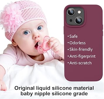 iPhone 14 Plus / 15 Plus ile Uyumlu İçi Kadife Lansman Silikon Kılıf – Kamera Korumalı, Darbe Emici, Premium Yumuşak Kapak Bordo