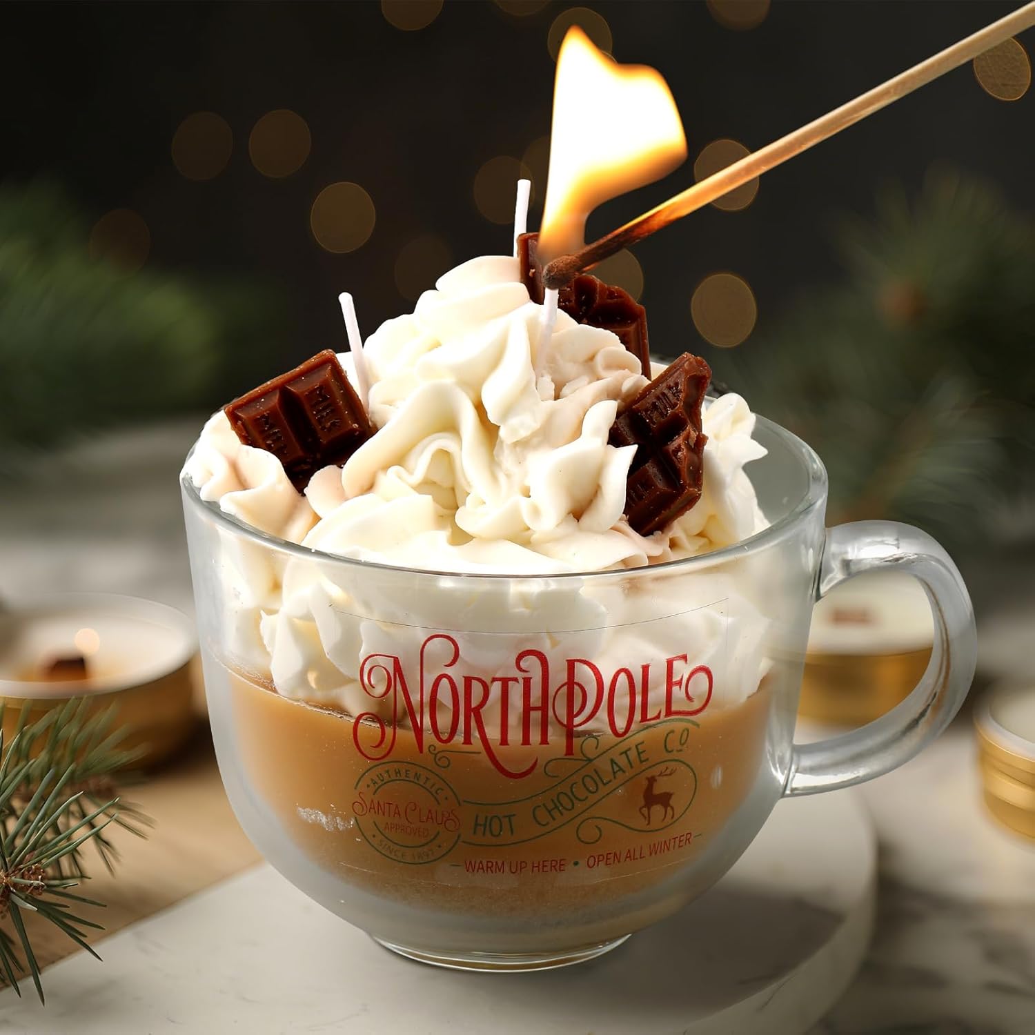 Christmas Dessert Chocolate Candle Hot Cocoa Chocolate Scented Candle Mug Xmas Tabletop Decoration Gift for Christmas Men Women Holiday Stocking Stuffers - Image 4