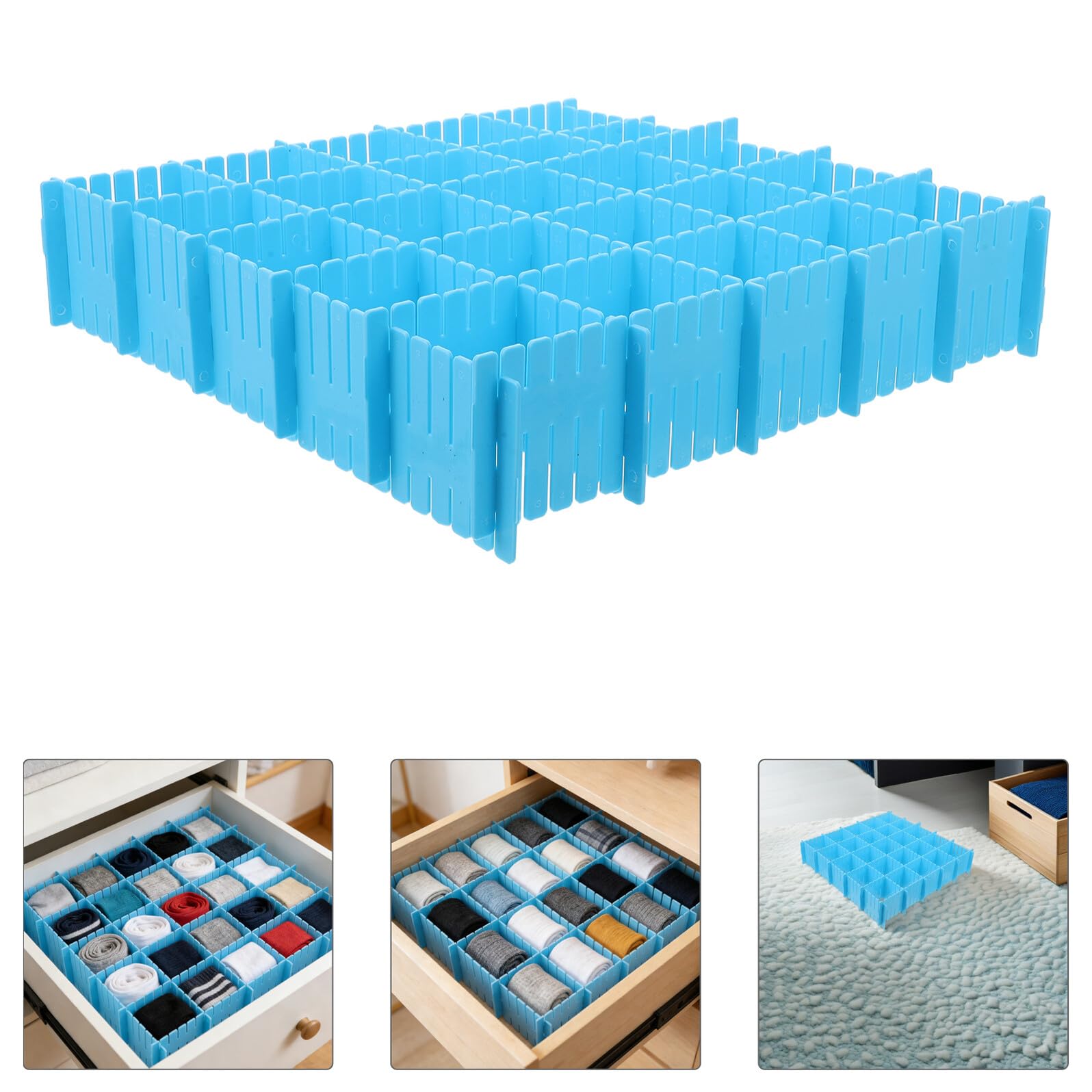 Divisori per Cassetti Regolabili in Plastica 24 Pezzi, Separatori Fai da Te per Cucina, Camera da Letto e Ufficio, Organizer per Biancheria e Accessori, Semplici da