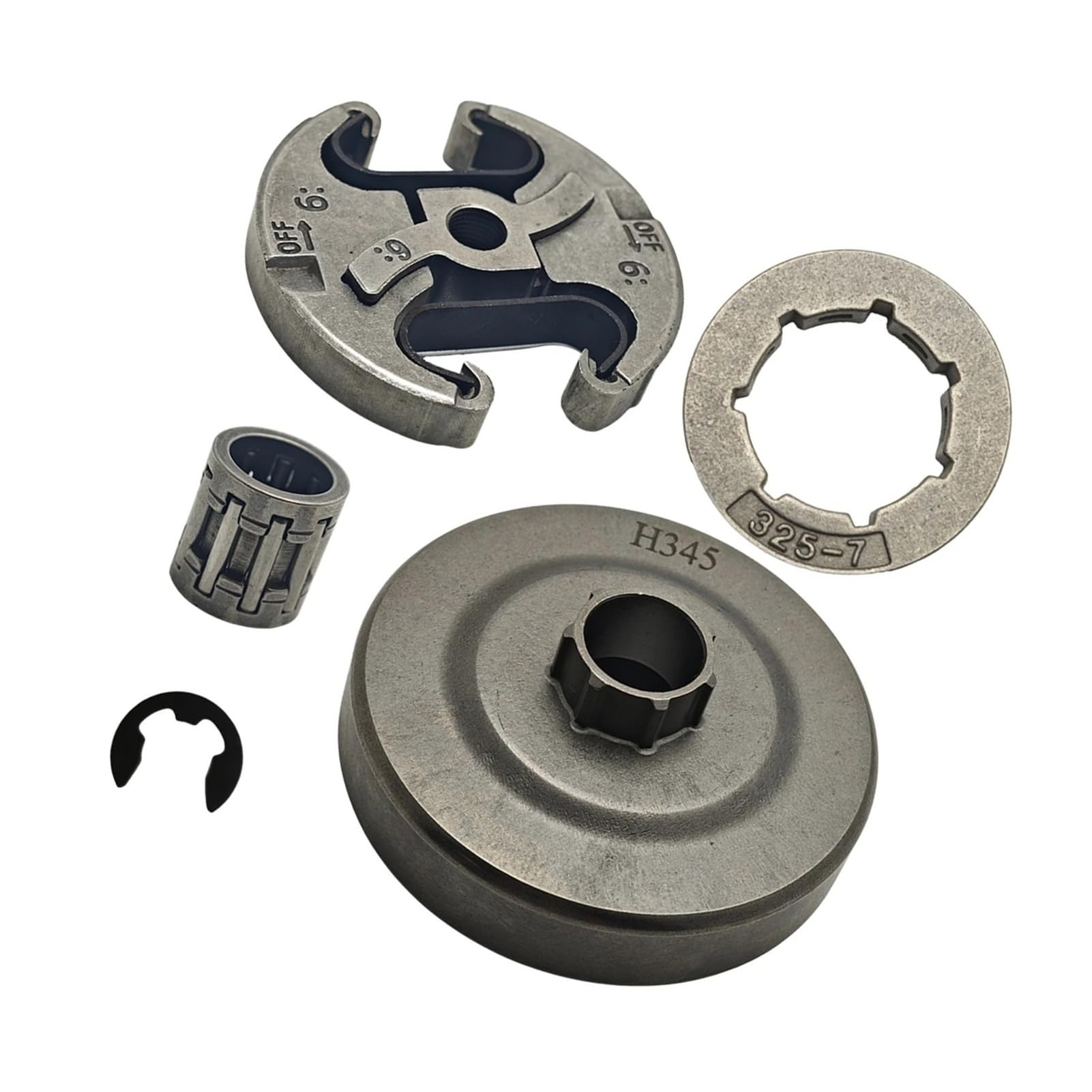 Tambour d'embrayage avec roulement à aiguilles pour pignon tronçonneuse 346XP 353 365 445