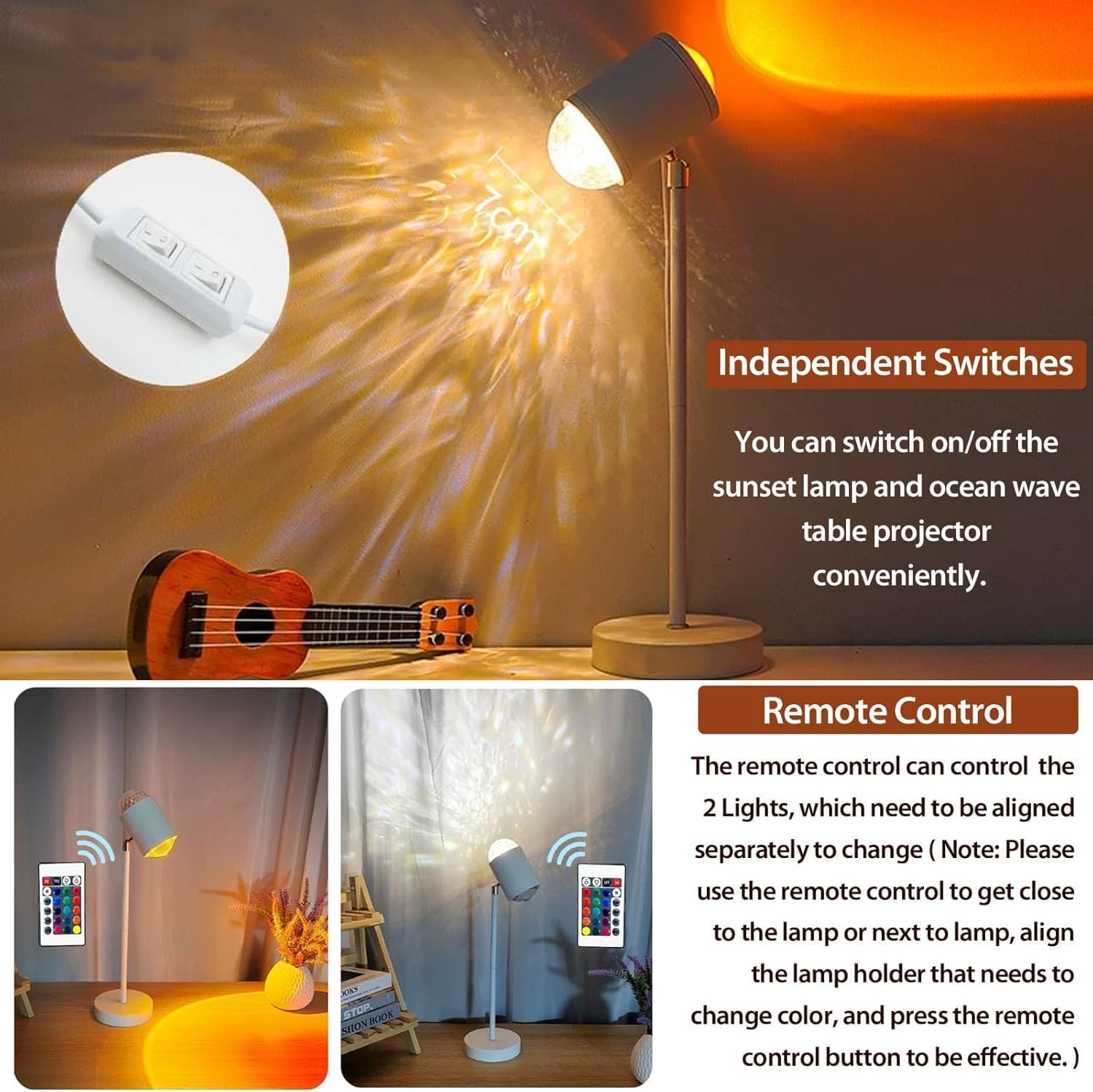 360 Degree Rotating Ripple Light Ideal for Ocean Galaxy Projector Daylight Projection lamp, Party and Game Room Decoration