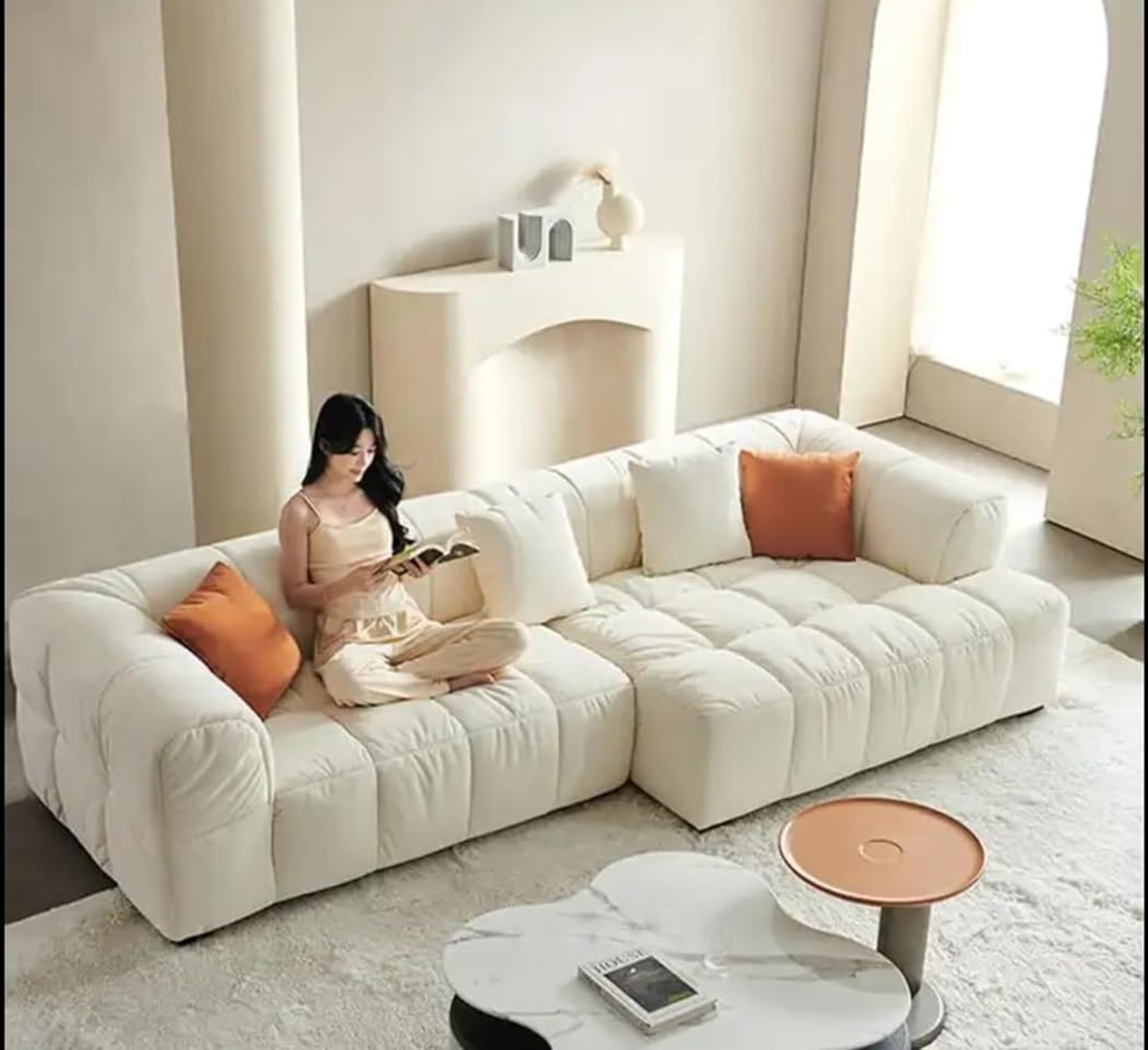 Comfynest Modern L-Shaped Velvet Modular Sofa Plush Stylish Couch Configurable Sections for Contemporary Living Spaces Luxurious Comfort