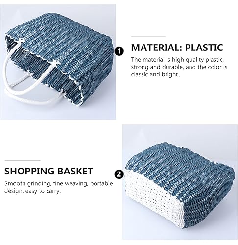 Miniatura 9 de Bolsa de plástico tejida para el mercado, bolsa de compras reutilizable con asa, bolsas de frutas y verduras, bolsa de playa grande para el hogar y