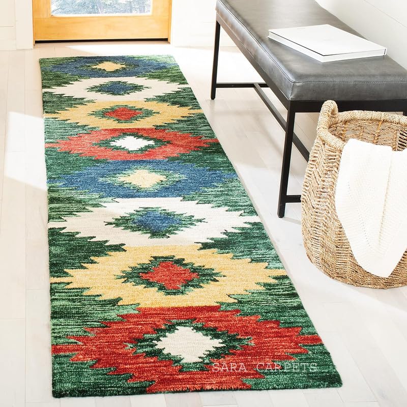 Image of Modern Abstract Hand Tufted Wool Floor Carpet for Home decore Living Room|Home and Bedroom & Hall 5x8 feet (150x 240cm) Multi H9