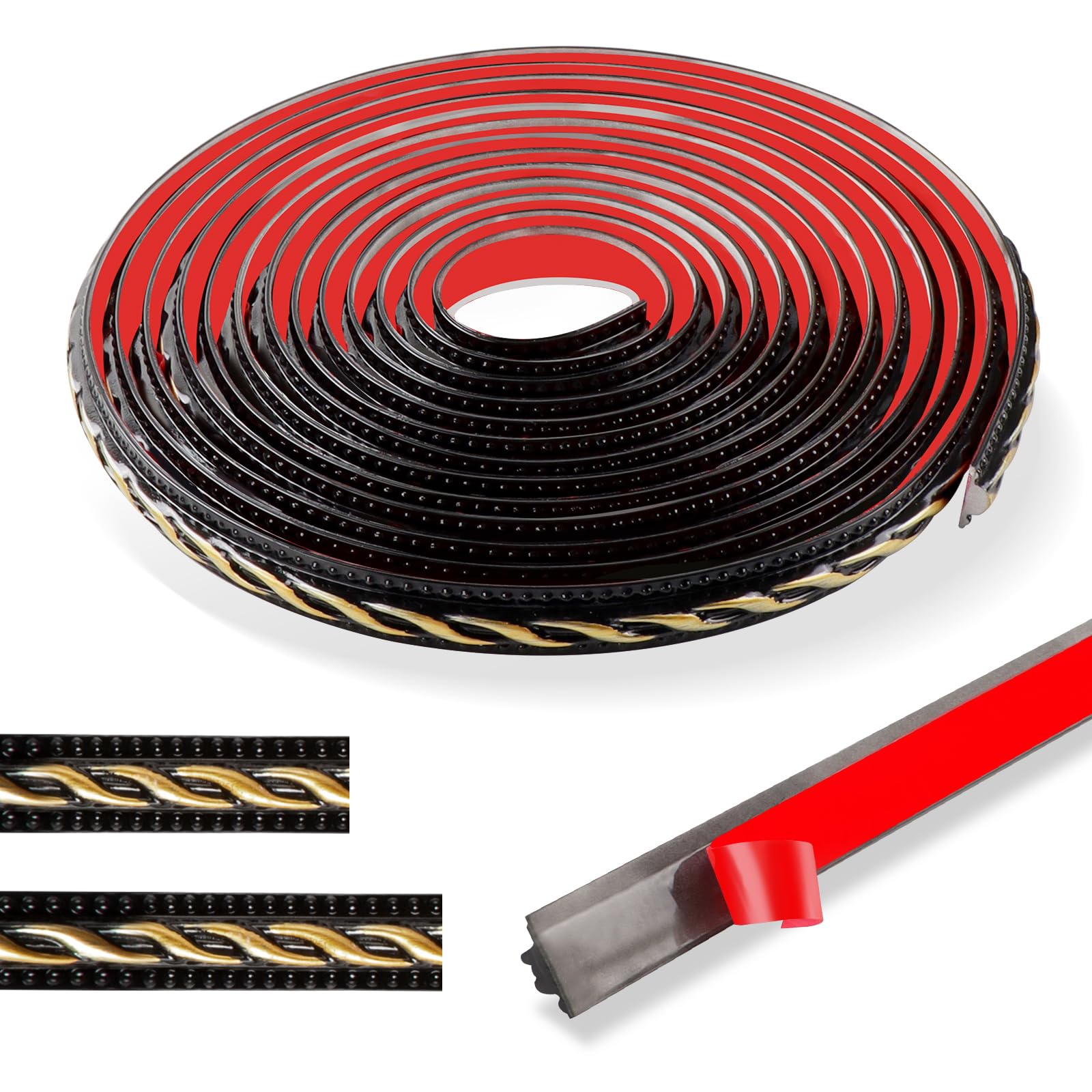 600cm Coving For Ceilings Vintage Pattern 3d - Flexible Wallpaper Border Self-Adhesive, Waterproof Moulding Trim,Self Adhesive Trim Ideal For Door， Wardrobe，Home Decoration（2cm-Black With Gold）