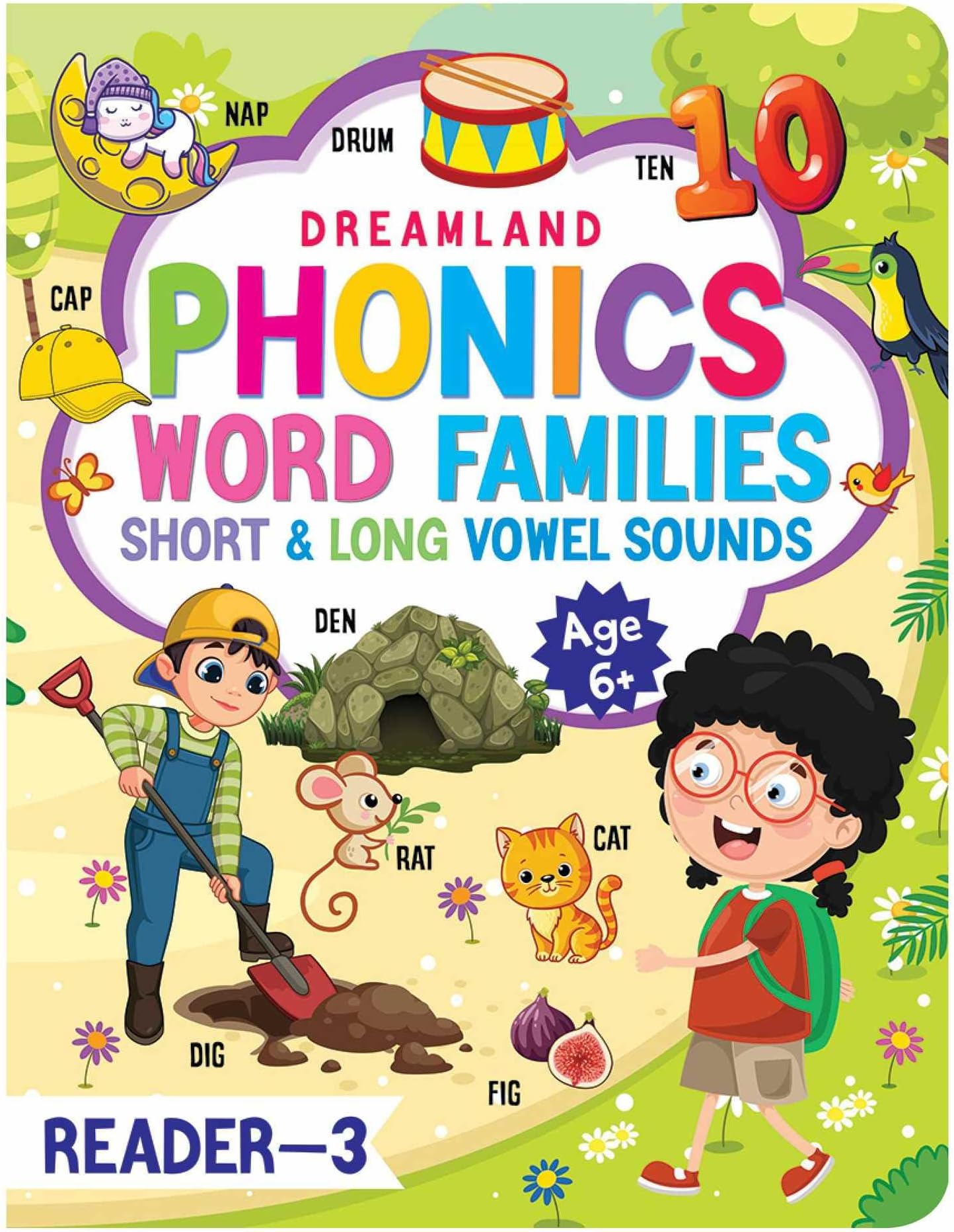 Phonics Reader Book 3 for Kids Age 6+ | Word Families with Short & Long Vowel Sounds | Fun Phonics Practice for Early Readers, Preschool & Primary School | Colourful Activities to Build Vocabulary & Improve Pronunciation