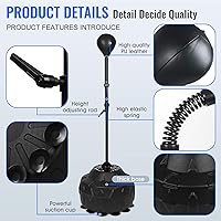 Vista 3 de Reflex Speed Bag - Saco de boxeo de base gruesa, con altura ajustable y resorte reforzado, fuerte y duradero, para boxeador, persona de fitness