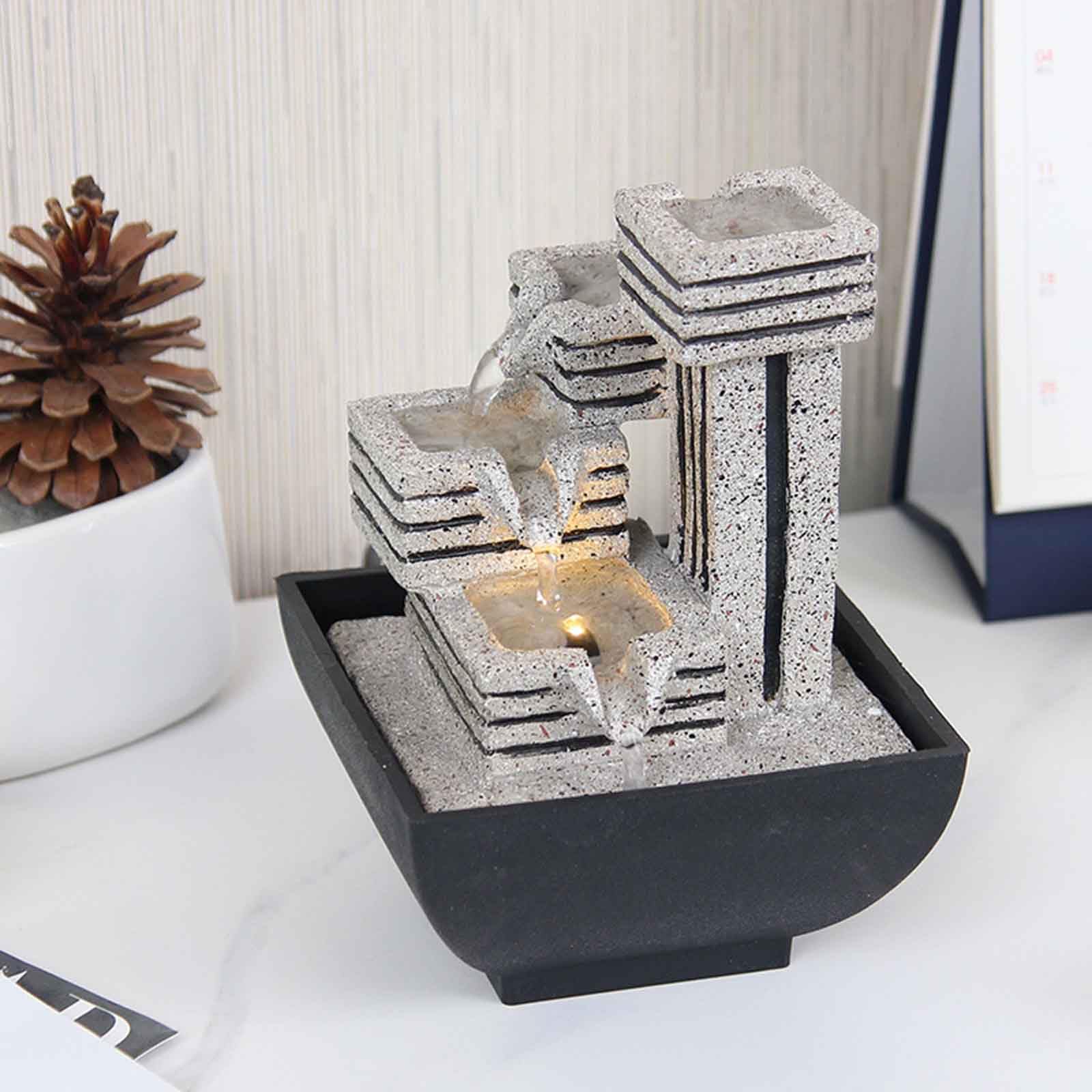 La fontana del tavolo, Fontane da tavolo for interni a 4 livelli con luci a LED