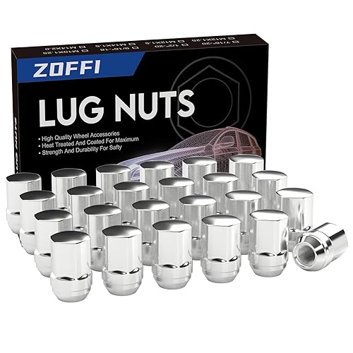 ZOFFI 24 tuercas de llanta M14x1.5 cromadas OEM de repuesto de estilo de fábrica para Chrysler 300 2005-2019, Dodge Durango 2011-2017, ruedas de
