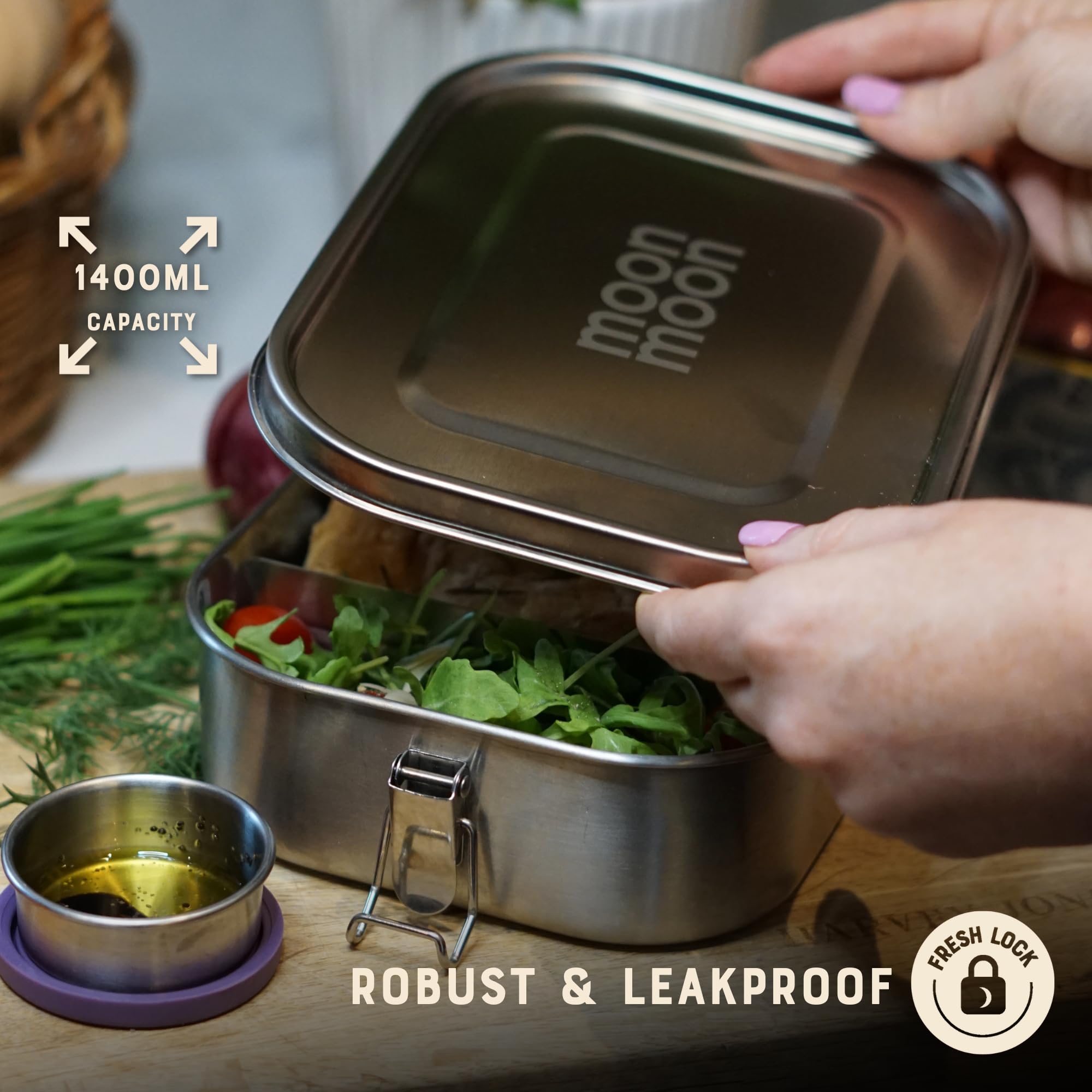 Moonmoon Stainless Steel Lunch Box (1.4L), 1.4 Litres - Image 3
